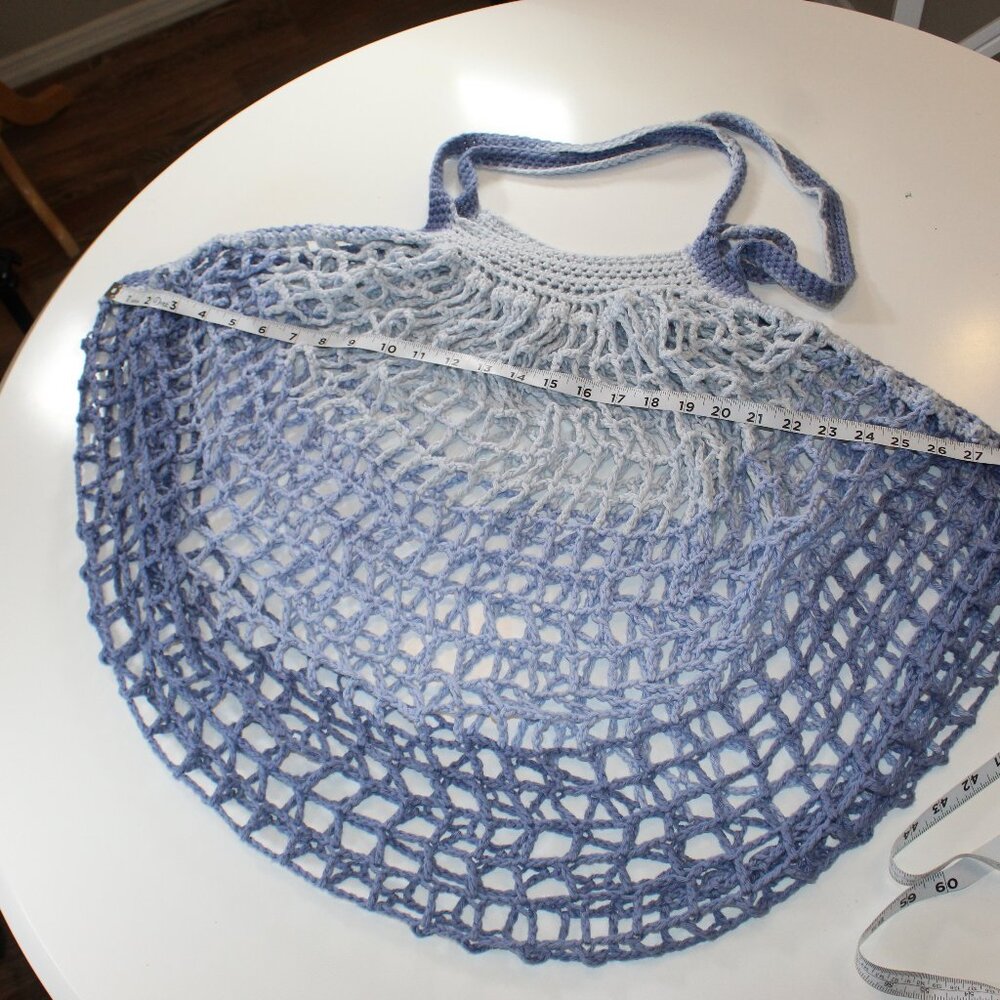 Handmade Crochet  multi Blue Market Bag Size Extra Large Crocheted with love